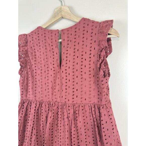 Mustard Seed Rust Eyelet Romper Dress Women’s S Terracotta Ruffle Boho Playsuit - Picture 8 of 16